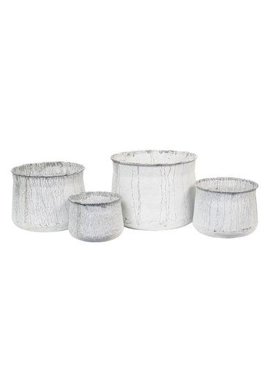 Avery Rustic Galvanised Tall Planters - Set of 4 at online8 furniture store Auckland