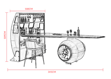 Aviator Bar Table & Cabinet with Propeller at online8 furniture store Auckland