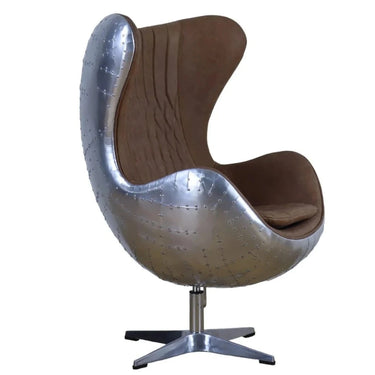Aviator Industrial Egg Chair - Brown at online8 furniture store Auckland