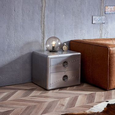 Aviator Side Table with 2 Drawers | Bedside Table at online8 furniture store Auckland