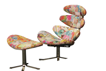 Balcar Patchwork Swivel Chair and Footstool at online8 furniture store Auckland