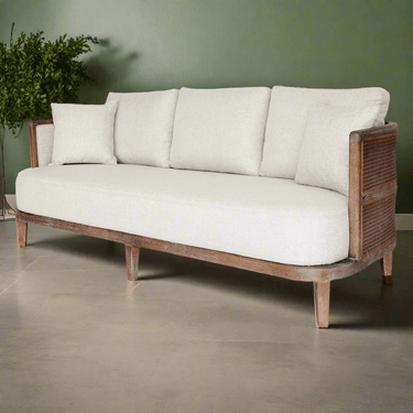 Bali 2 Seat Sofa - Oak & Rattan at online8 furniture store Auckland