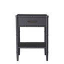 Bamboo Detail 1 Drawer Bedside Table - Black at online8 furniture store Auckland