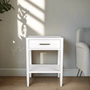 Bamboo Detail 1 Drawer Bedside Table - White at online8 furniture store Auckland