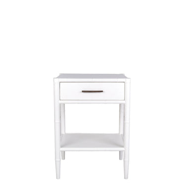 Bamboo Detail 1 Drawer Bedside Table - White at online8 furniture store Auckland