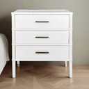 Bamboo Detail 3 Drawer Bedside Table - White at online8 furniture store Auckland