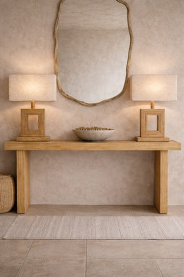 Bamboo & Linen Table Lamp - Natural at Online8 Furniture Auckland NZ