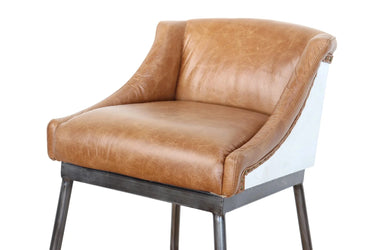 Bar Stool - Aluminum & Top Grain Leather at online8 furniture store Auckland