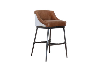 Bar Stool - Aluminum & Top Grain Leather at online8 furniture store Auckland