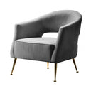 Grey velvet Barletta Armchair, W75 x D73 x H75cm with a 44cm seat height