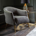 Grey velvet Barletta Armchair for glamorous and contemporary interiors