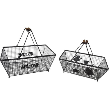 BASKET ANTIQUE GREY SET OF 2 at online8 furniture store Auckland