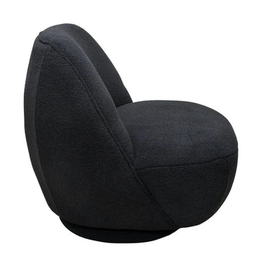 Baxter Boucle Swivel Chair - Black at online8 furniture store Auckland