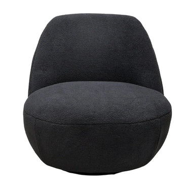 Baxter Boucle Swivel Chair - Black at online8 furniture store Auckland