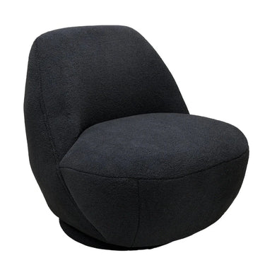 Baxter Boucle Swivel Chair - Black at online8 furniture store Auckland