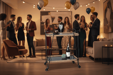 Baxton Bar Cart Trolley with Wheels at Online8 Furniture Auckland NZ