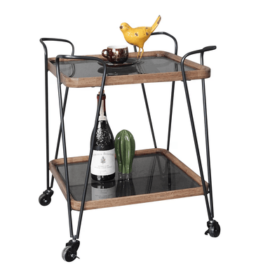 Baxton Square Bar Cart Trolley with Wheels at online8 furniture store Auckland