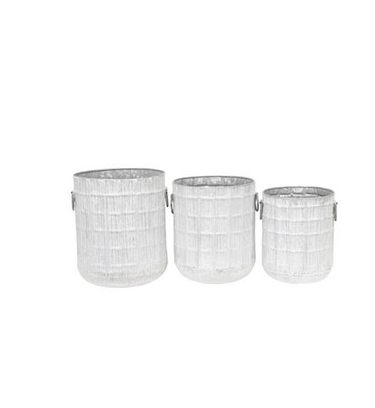 Beckett Grid Rustic Galvanised Planters - Set of 3 at online8 furniture store Auckland