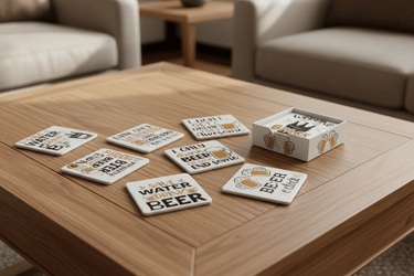 Beer Coasters Set/6 at online8 furniture store Auckland
