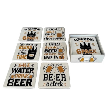 Beer Coasters Set/6 at online8 furniture store Auckland