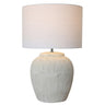 Beige Ceramic Lamp W/ Natural Linen Shade at online8 furniture store Auckland