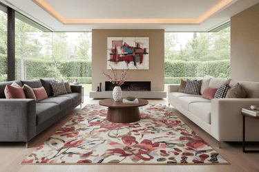 Bella Donna Rug - Ivory / Raspberry - 236x297mm at Online8 Furniture Auckland NZ