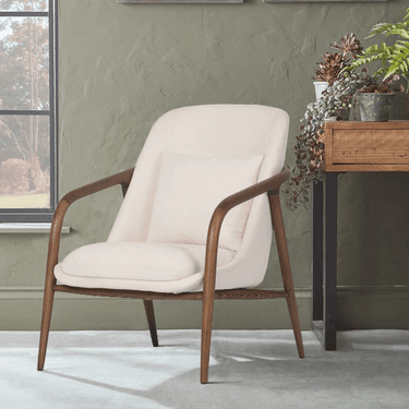 Bella Occasional Chair - Cream/Walnut at online8 furniture store Auckland