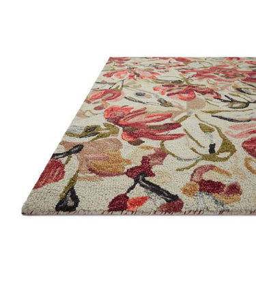Belladonna Rug BLM-01 Ivory/Raspberry floral pattern with a plush 1.3cm wool pile