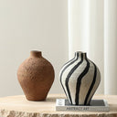 Belly Bottle Vase Black/Cream at online8 furniture store Auckland