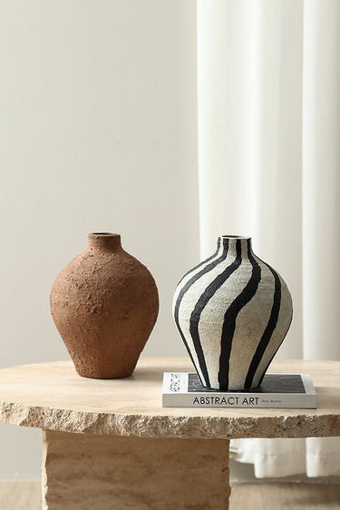 Belly Bottle Vase Black/Cream at online8 furniture store Auckland