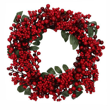 Berry Leaf Wreath 46cm at online8 furniture store Auckland
