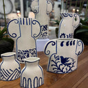 Bettina Vase 24cm -White / Blue at online8 furniture store Auckland