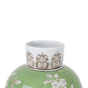 Bird and Blossom Ceramic Vase Green Large, 18cm diameter glazed ceramic vase