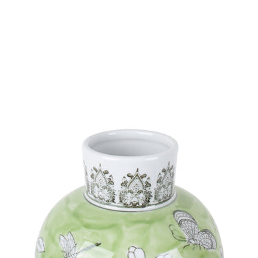 Bird and Blossom Ceramic Vase Green Small, glazed ceramic vase