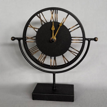 Black and Gold Metal Clock - 20Cm at online8 furniture store Auckland