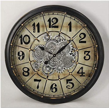 Black Bezel with Cream Back Gear Wall Clock at online8 furniture store Auckland