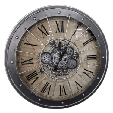 Black Bezel with Rivets Gears Wall Clock - Large at online8 furniture store Auckland