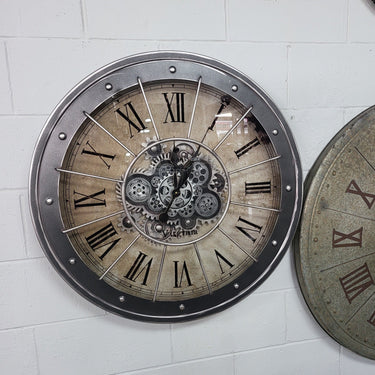 Black Bezel with Rivets Gears Wall Clock - Large at online8 furniture store Auckland