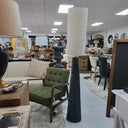 Black Ceramic Floor Lamp with Natural Linen Shade at Online8 Furniture Auckland NZ