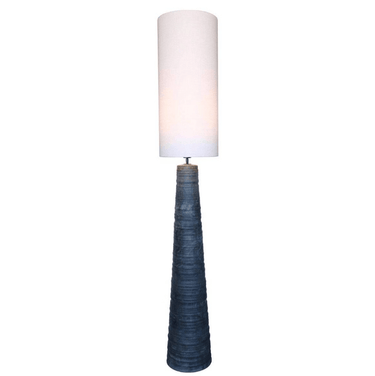 Black Ceramic Floor Lamp with Natural Linen Shade at Online8 Furniture Auckland NZ