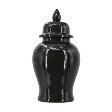 Black Ceramic Ginger Jar - Large at online8 furniture store Auckland