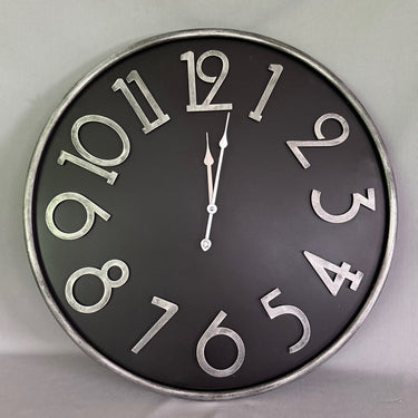 Black Clock Silver Number - 60Cm at online8 furniture store Auckland