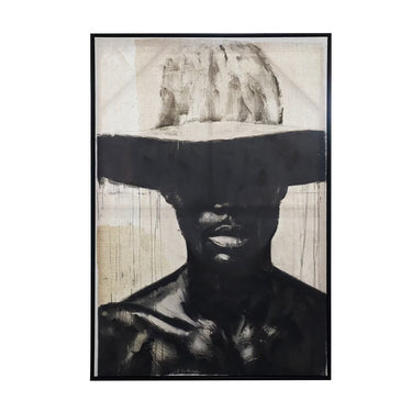 Black Cowboy Hand Painted Framed Canvas Wall Art at online8 furniture store Auckland