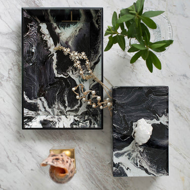 Black Marbled Jewelldery Case at online8 furniture store Auckland