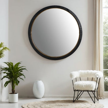 Black Oak & Gold Round Mirror - 1525mm at Online8 Furniture Auckland NZ