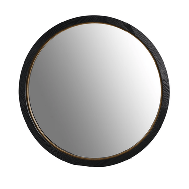 Black Oak & Gold Round Mirror at Online8 Furniture Auckland NZ