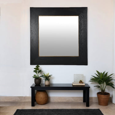 Black Oak & Gold Square Mirror at Online8 Furniture Auckland NZ