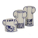 Blanche Vase 18cm - White / Blue at online8 furniture store Auckland