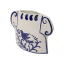 Blanche Vase 18cm - White / Blue at online8 furniture store Auckland