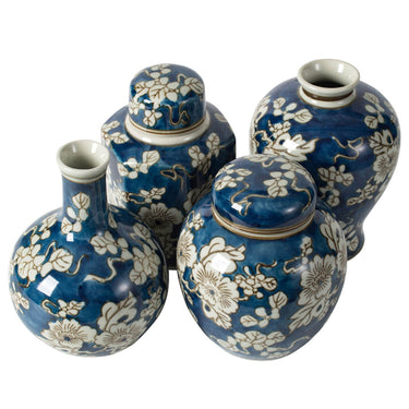 Blue and White Jar - Set of 4 at Online8 Furniture Auckland NZ